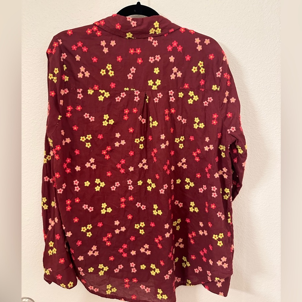 Anthropologie Maeve Embroidered Buttondown Blouse size large - Picture 7 of 7